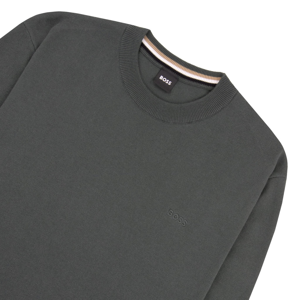 Hugo Boss Cotton Sweater With Embroidered Logo Green 348
