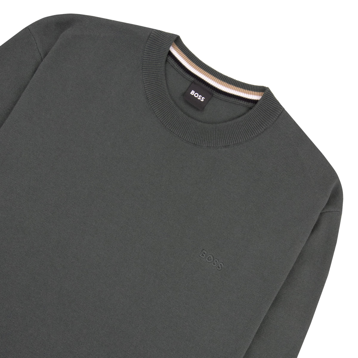 Hugo Boss Cotton Sweater With Embroidered Logo Green 348
