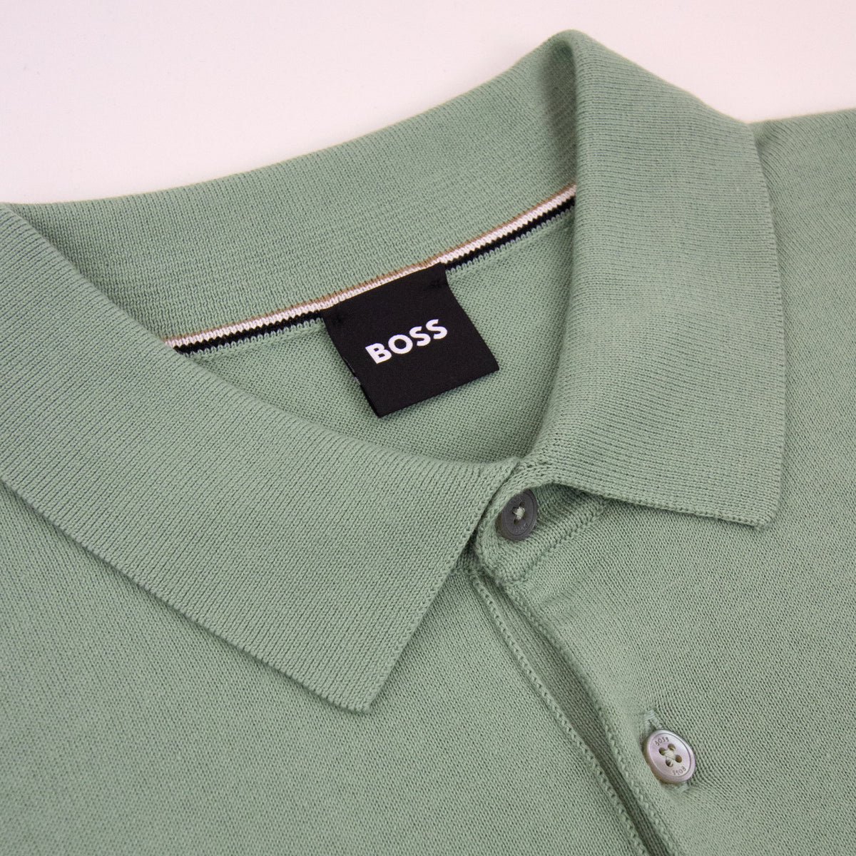 Hugo Boss Cotton Sweater With Polo Collar Green 373