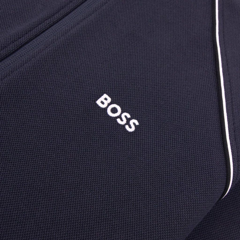 Hugo Boss Cotton-Blend Zip Hoodie With Piping Navy 403