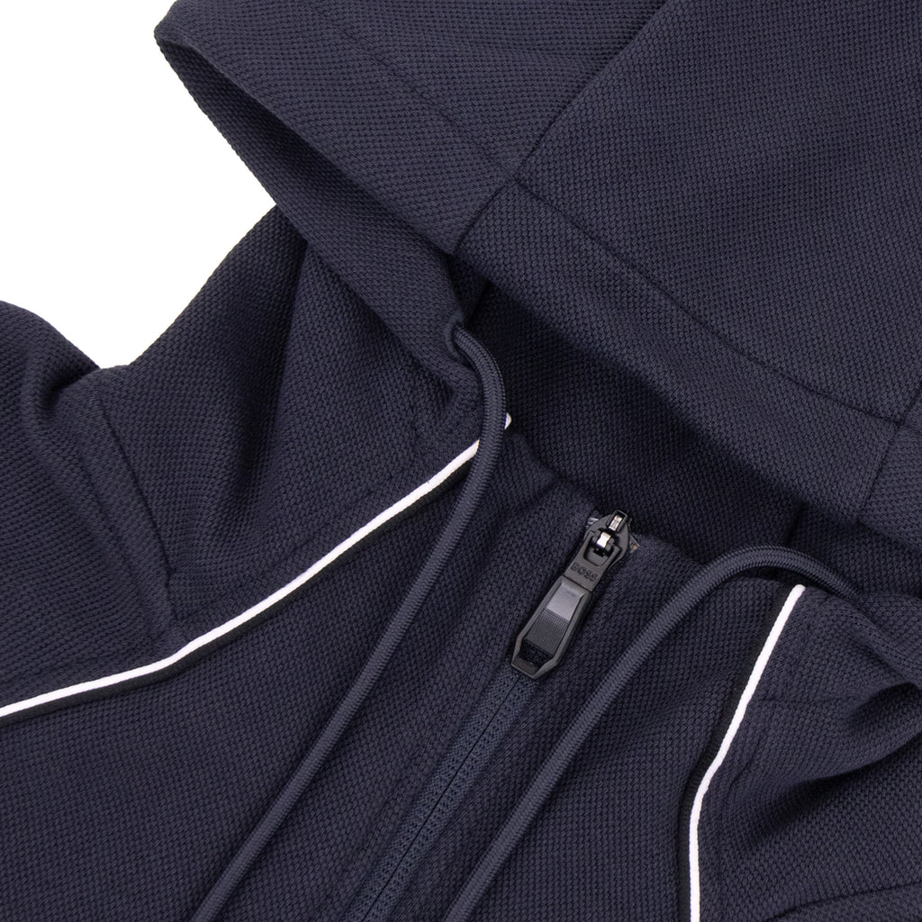 Hugo Boss Cotton-Blend Zip Hoodie With Piping Navy 403