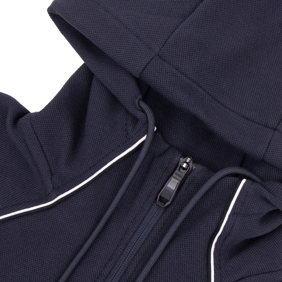 Hugo Boss Cotton-Blend Zip Hoodie With Piping Navy 403