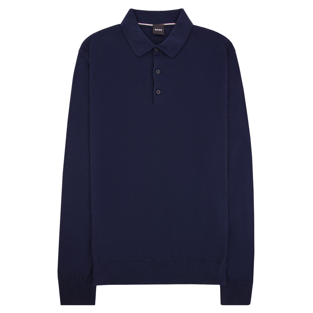 Hugo Boss Cotton Sweater With Polo Collar Navy 404