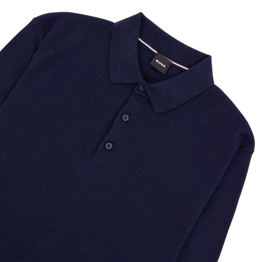 Hugo Boss Cotton Sweater With Polo Collar Navy 404