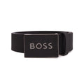 Hugo Boss Plaque-Buckle Belt in Italian Leather Black 003