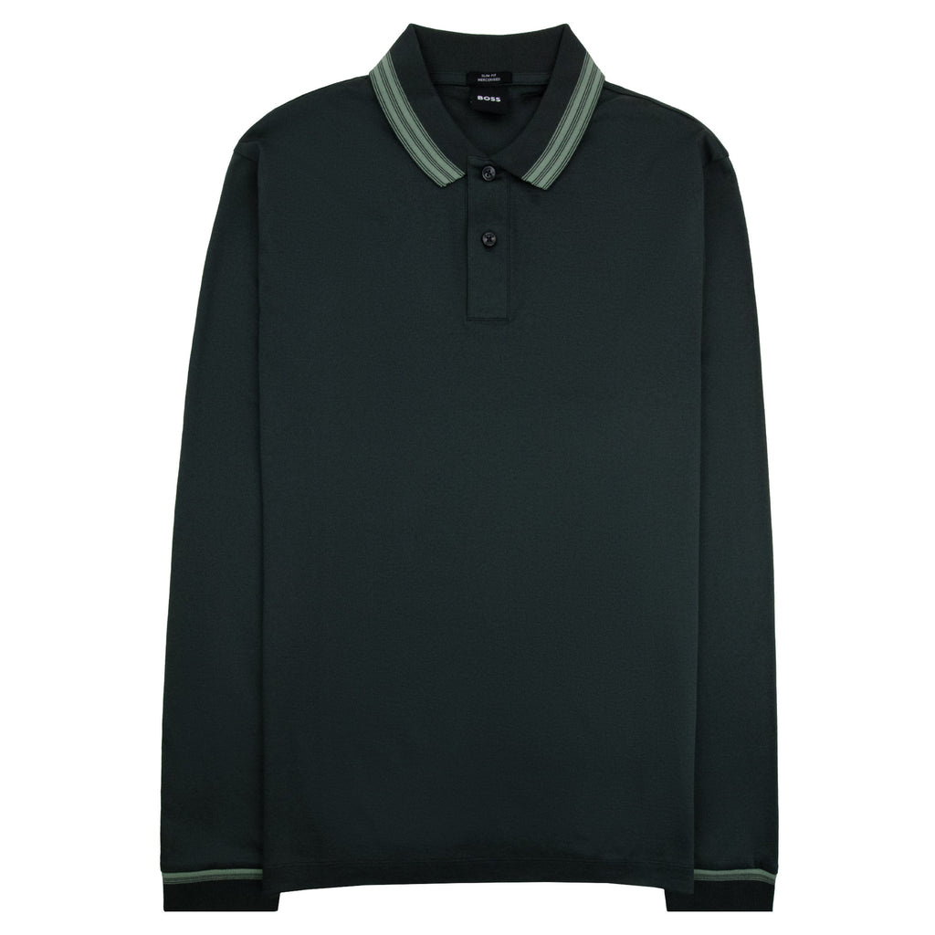Hugo Boss H-PLEINS Long Sleeve Slim Fit Polo Green 348