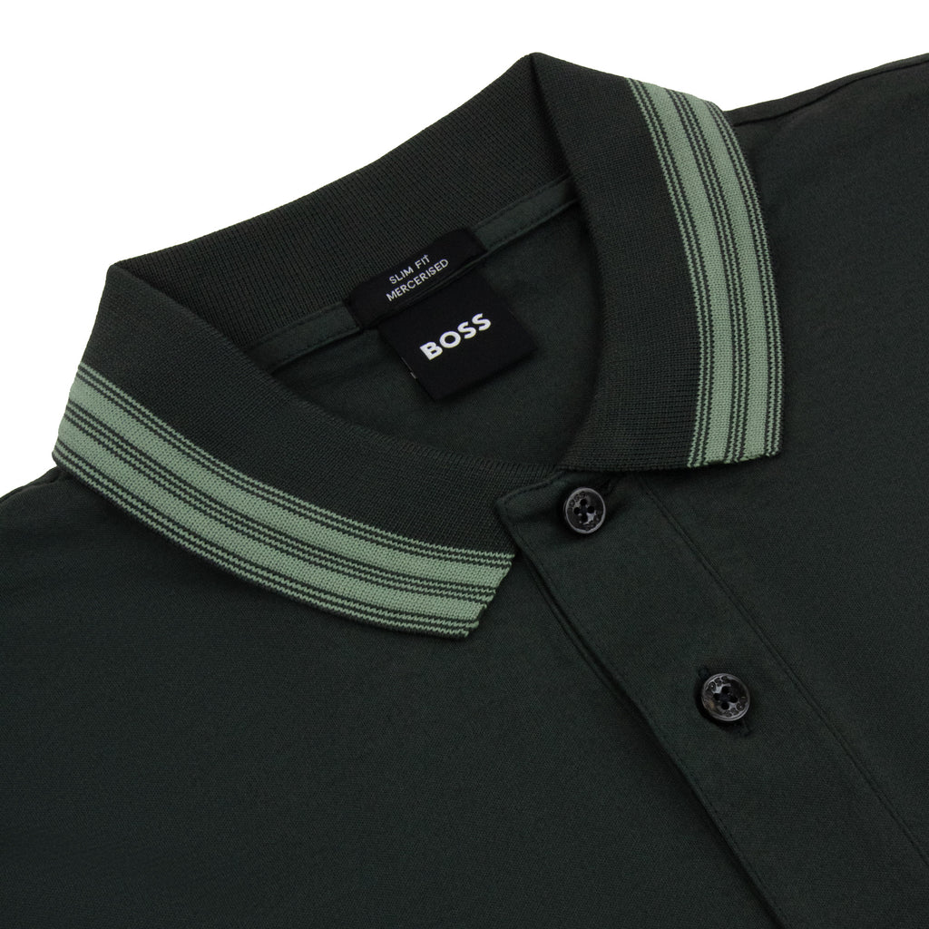 Hugo Boss H-PLEINS Long Sleeve Slim Fit Polo Green 348