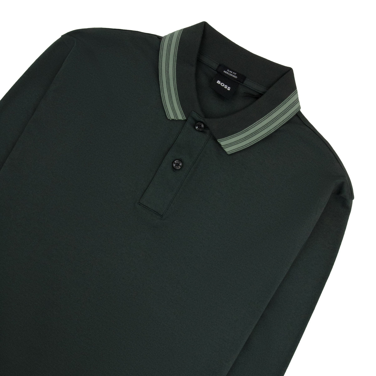 Hugo Boss H-PLEINS Long Sleeve Slim Fit Polo Green 348
