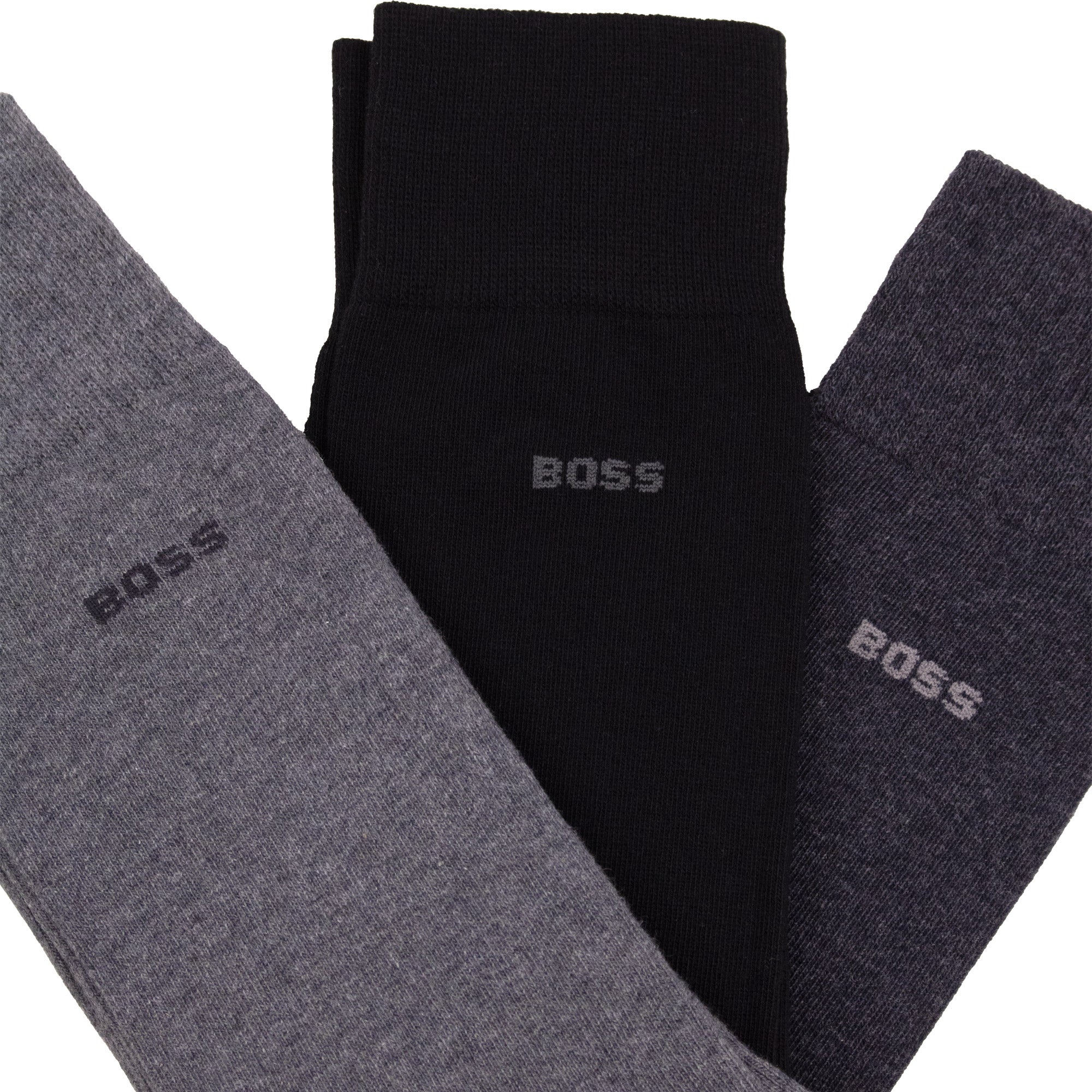 Hugo Boss Cotton Blend 3 Pair Socks Black/Dark Grey