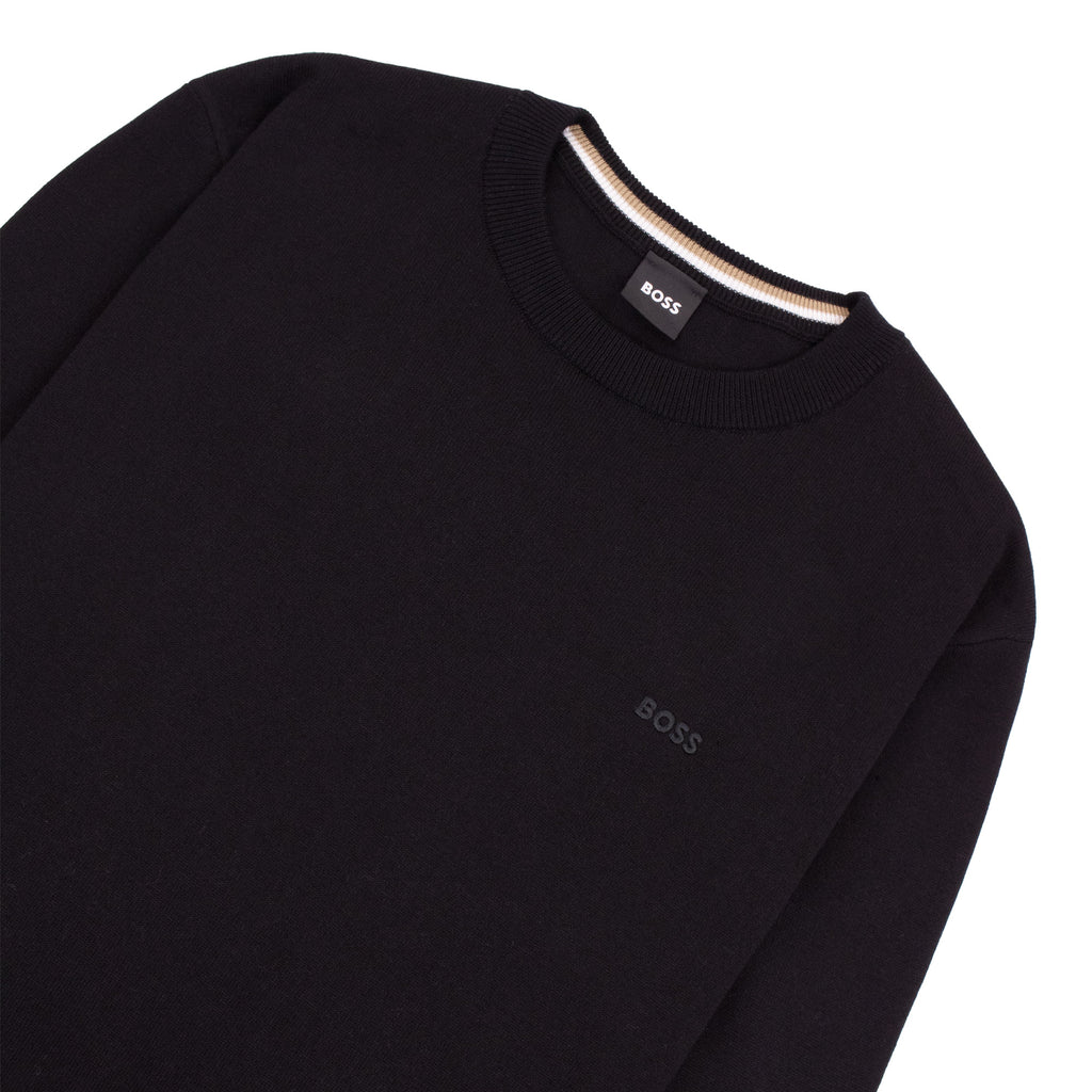 Hugo Boss Cotton Sweater With Embroidered Logo Black 001