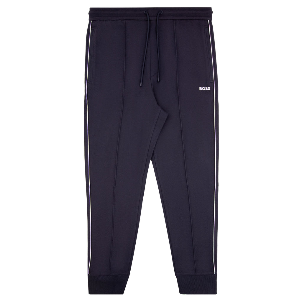 Hugo Boss Cotton Blend Tracksuit Bottoms With Piping Navy 403