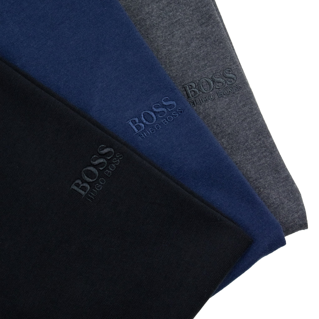 Hugo Boss Embroidered Logo 3 Pack Box T Shirt BLK GREY NAVY