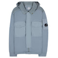 Cp Company Flatt Nylon Mixed Goggle Overshirt Silver Blue 809