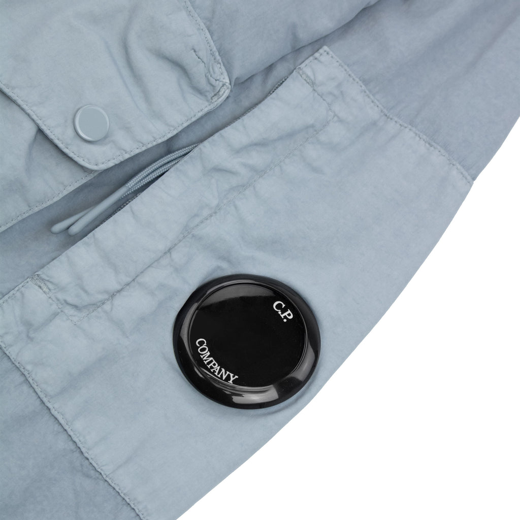 Cp Company Flatt Nylon Mixed Goggle Overshirt Silver Blue 809