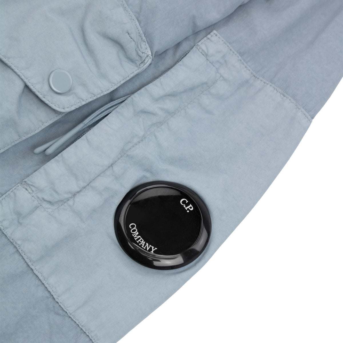 Cp Company Flatt Nylon Mixed Goggle Overshirt Silver Blue 809