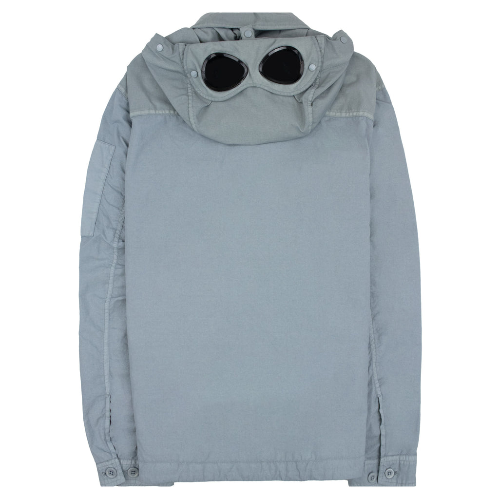 Cp Company Flatt Nylon Mixed Goggle Overshirt Silver Blue 809