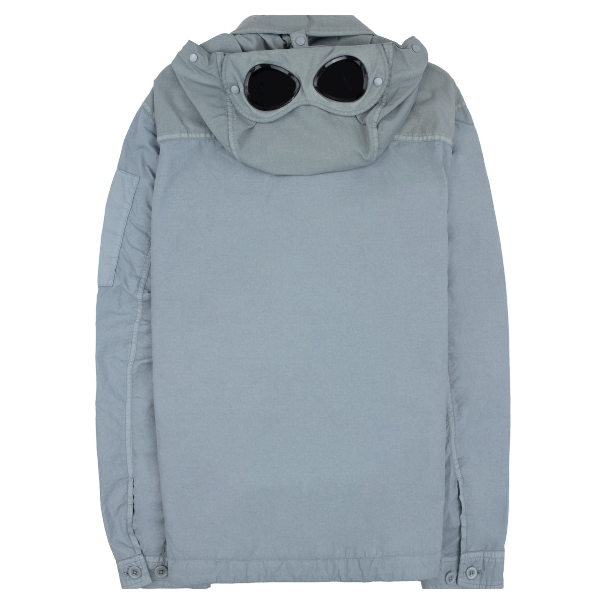 Cp Company Flatt Nylon Mixed Goggle Overshirt Silver Blue 809