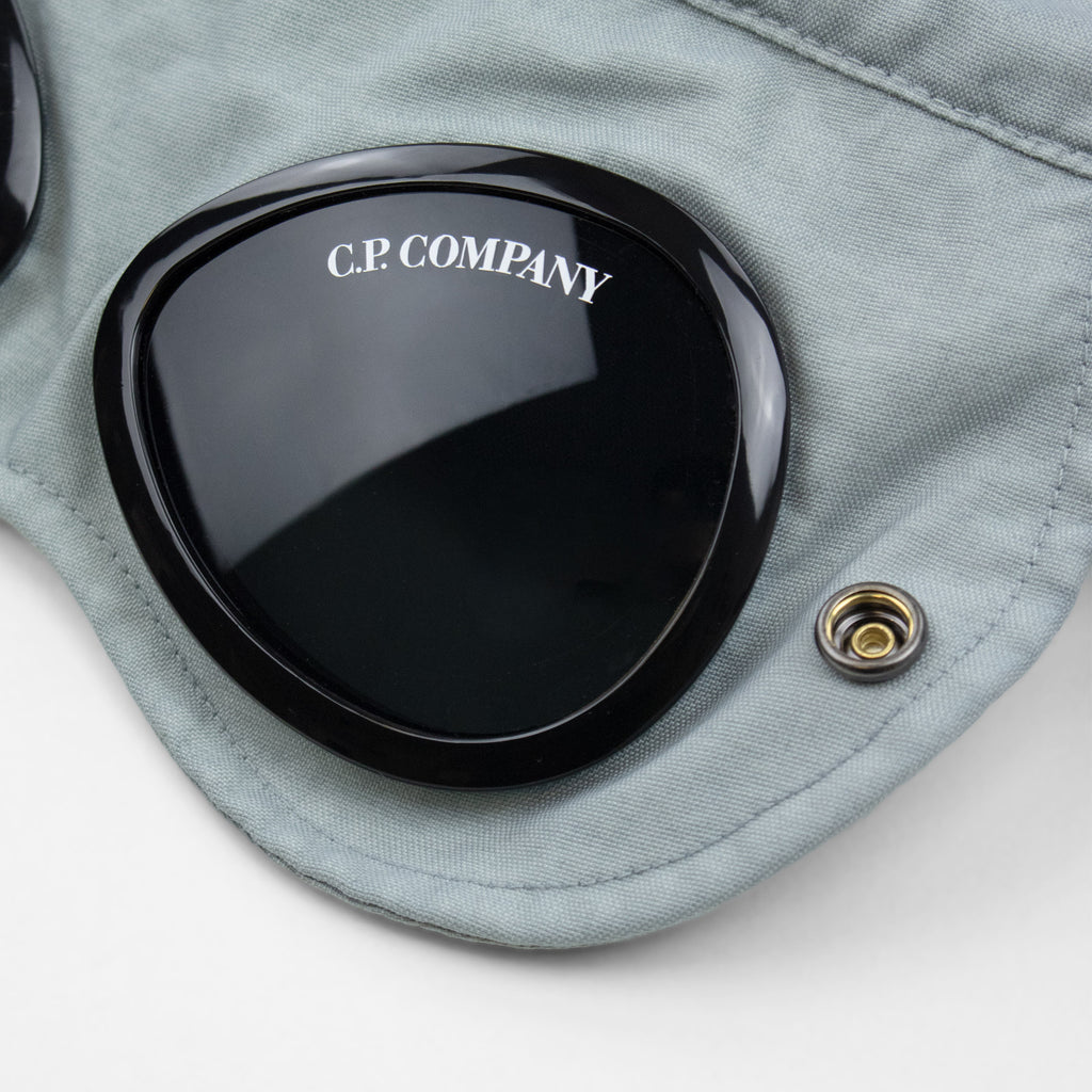Cp Company Flatt Nylon Mixed Goggle Overshirt Silver Blue 809