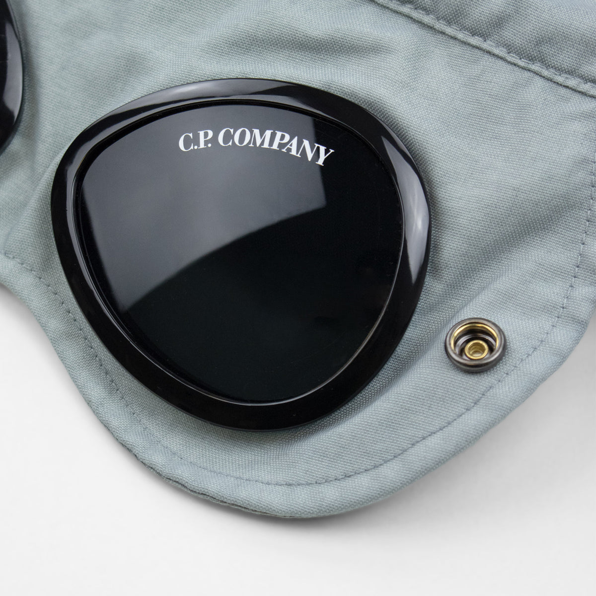 Cp Company Flatt Nylon Mixed Goggle Overshirt Silver Blue 809
