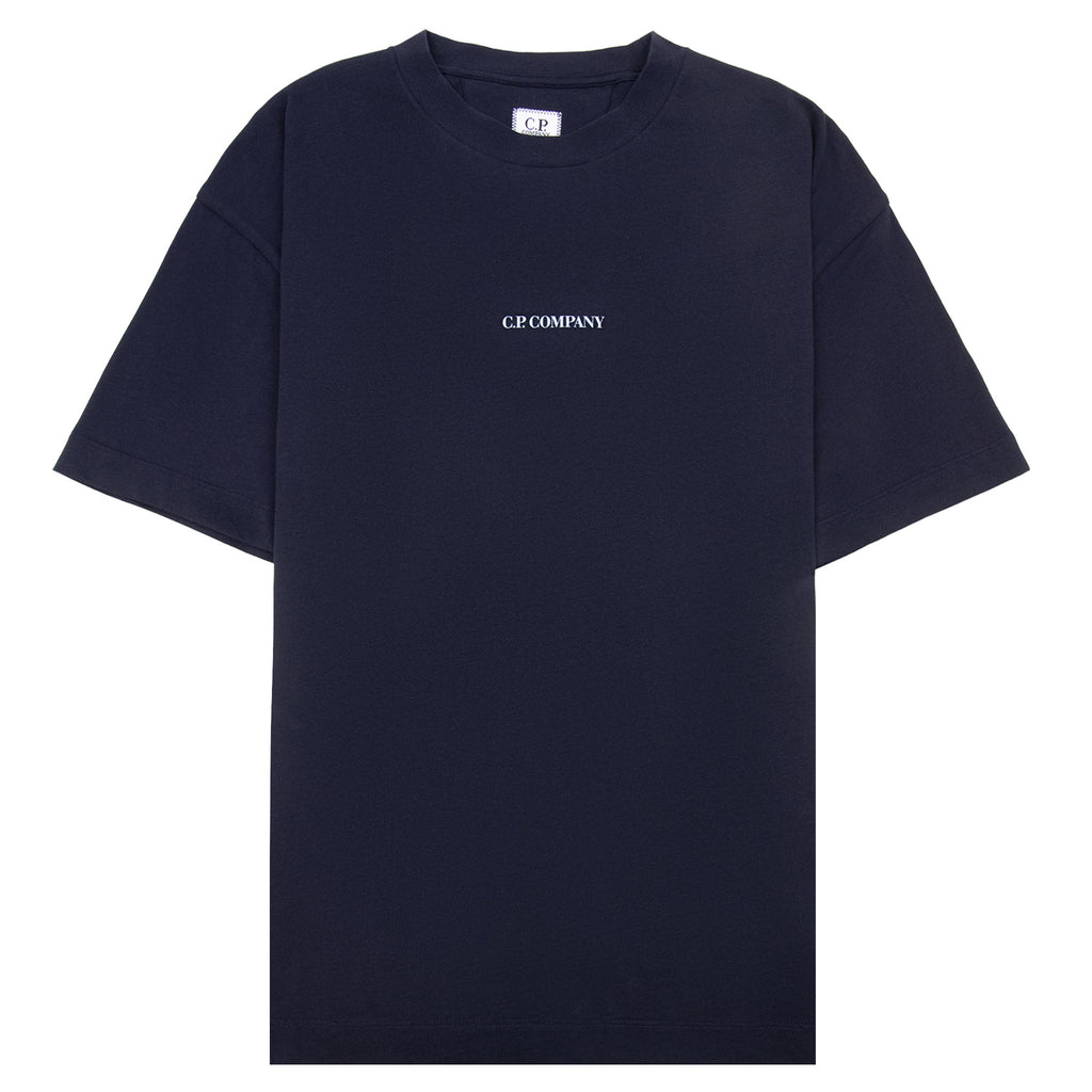 Cp Company 30/1 Jersey Short Sleeve Logo T-Shirt Navy 888