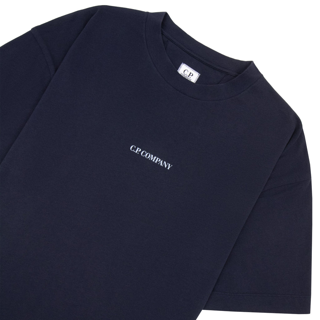 Cp Company 30/1 Jersey Short Sleeve Logo T-Shirt Navy 888