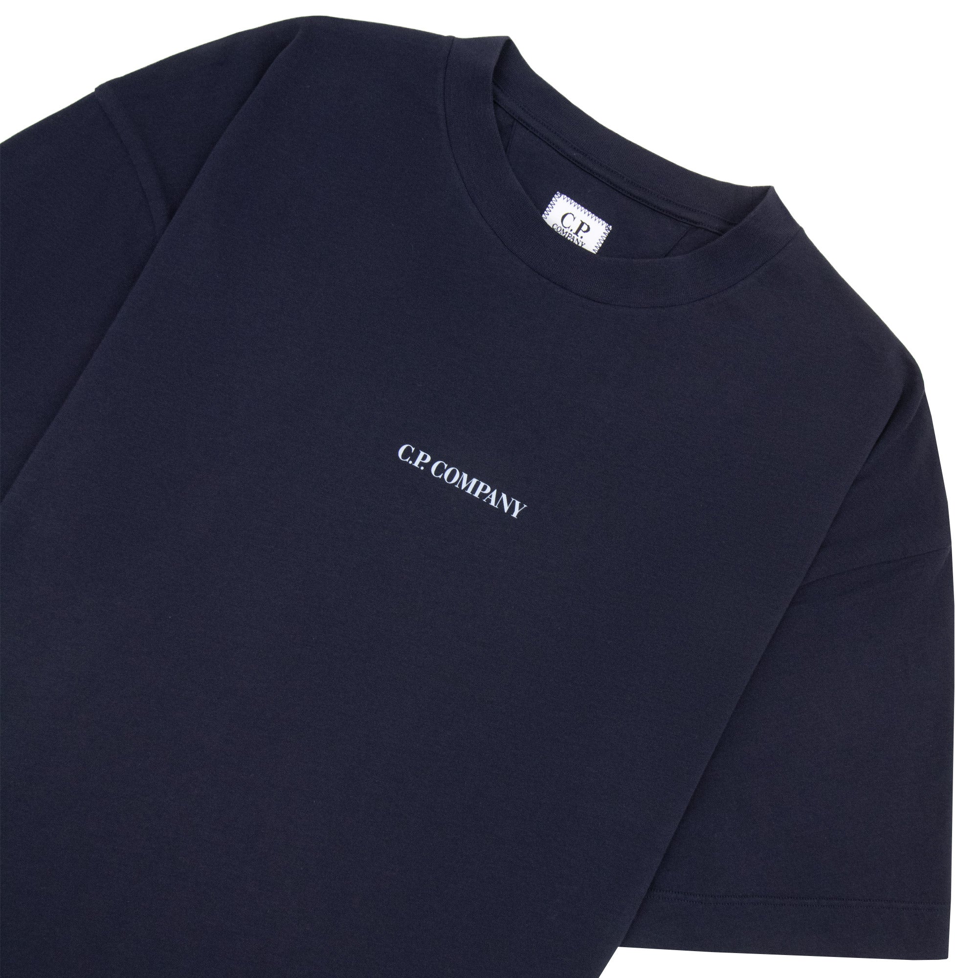 Cp Company 30/1 Jersey Short Sleeve Logo T-Shirt Navy 888
