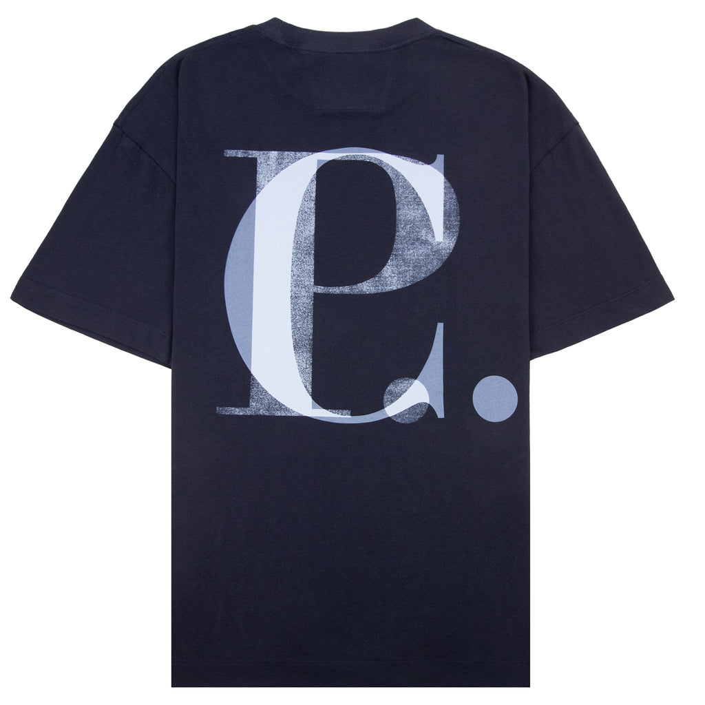 Cp Company 30/1 Jersey Short Sleeve Logo T-Shirt Navy 888