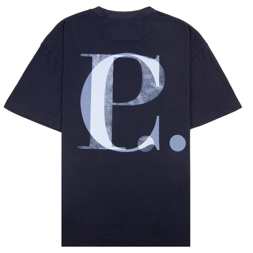 Cp Company 30/1 Jersey Short Sleeve Logo T-Shirt Navy 888