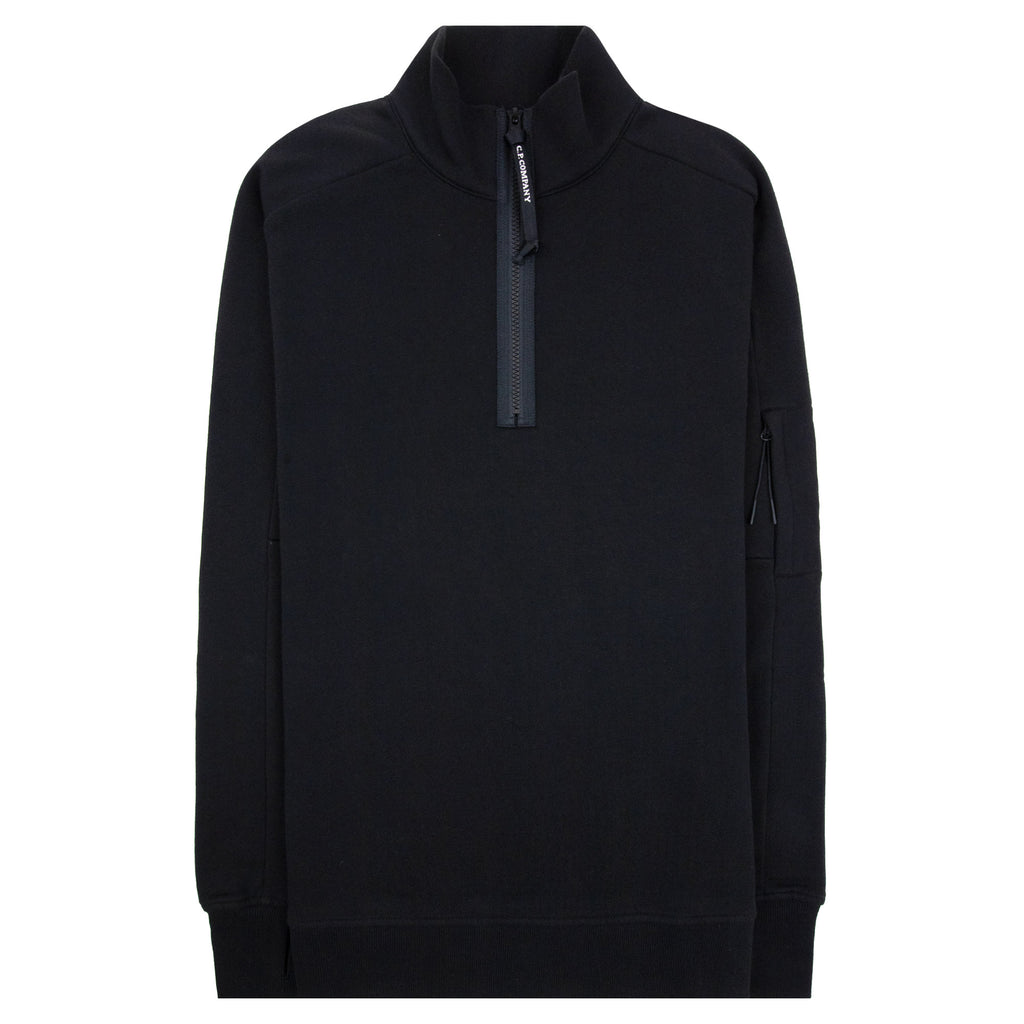 Cp Company Diagonal Raised Fleece Half Zip Lens Sweatshirt Black 999