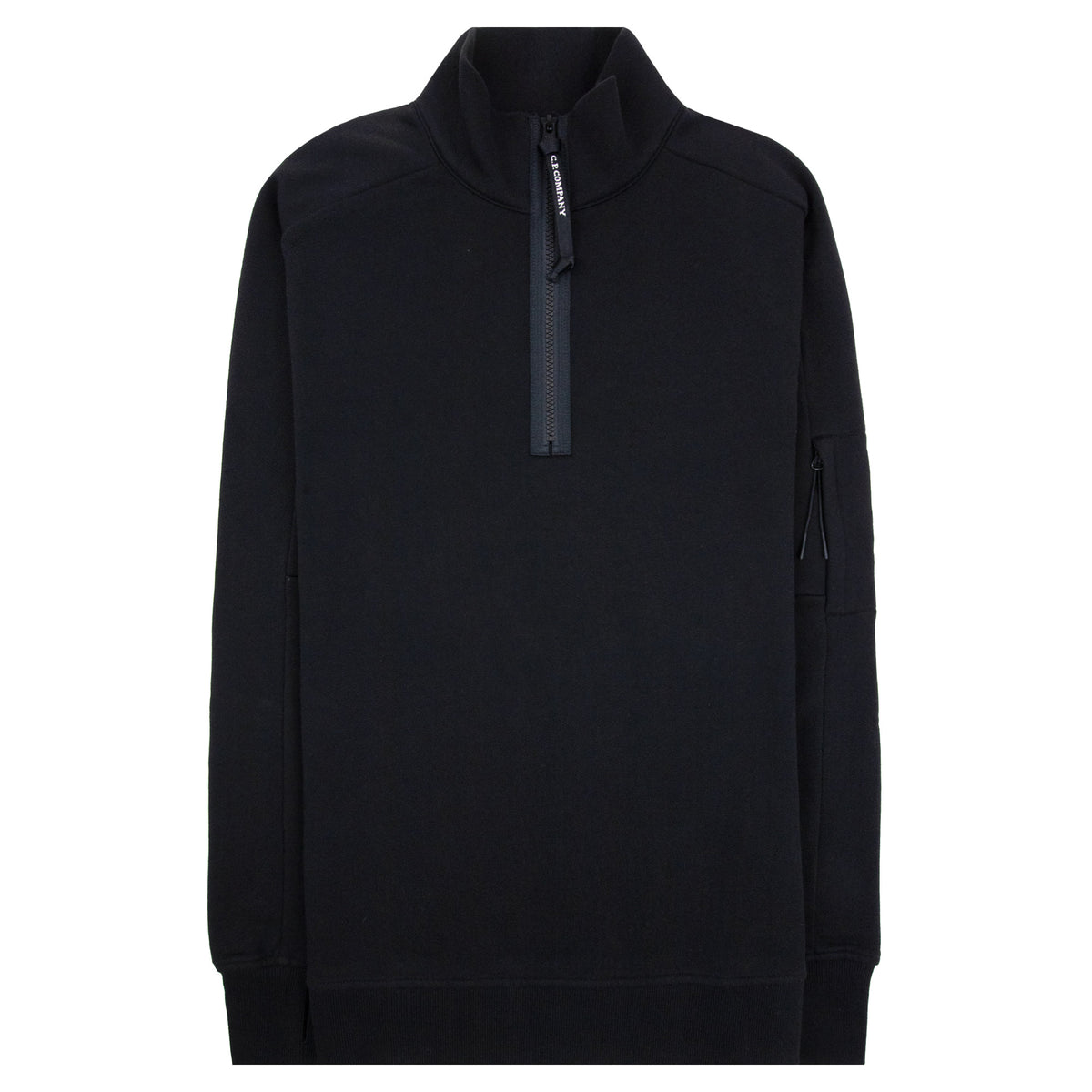 Cp Company Diagonal Raised Fleece Half Zip Lens Sweatshirt Black 999