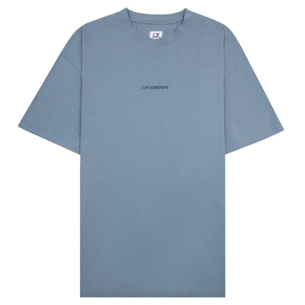Cp Company 30/1 Jersey Short Sleeve Logo T-Shirt Blue 809