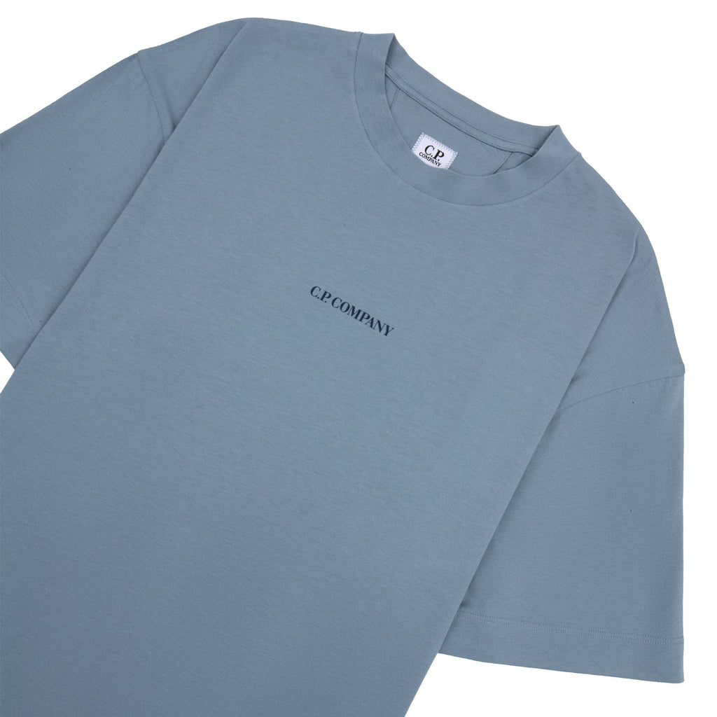 Cp Company 30/1 Jersey Short Sleeve Logo T-Shirt Blue 809