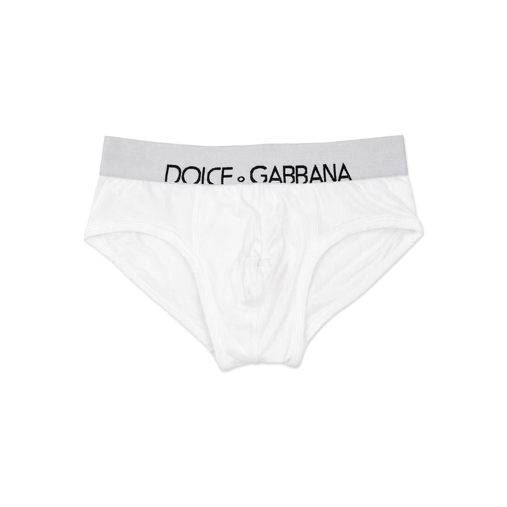 Dolce & Gabbana Logo Stretch Cotton Briefs WHITE