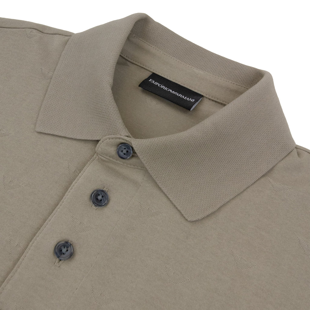 Emporio Armani All Over Micro Eagle Polo Beige
