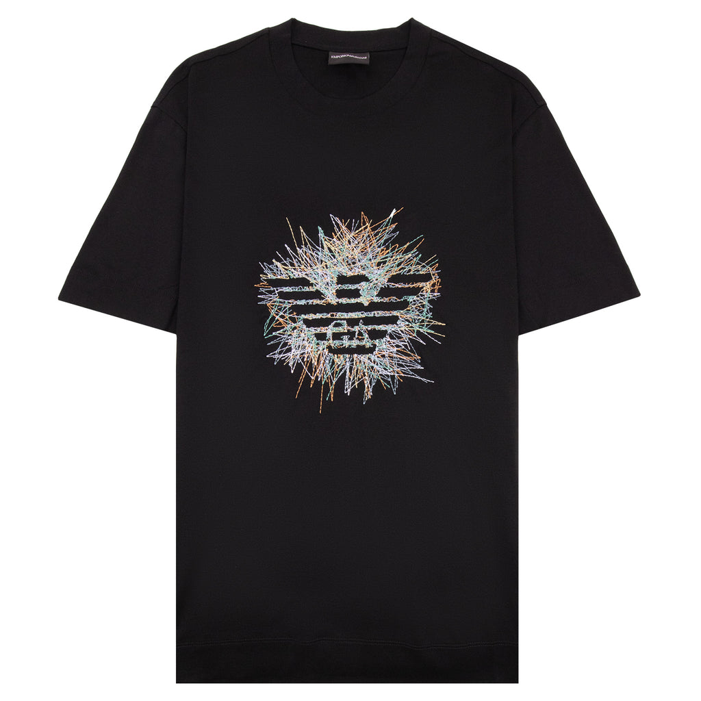 Emporio Armani Graphic Embroidered Logo T Shirt BLACK