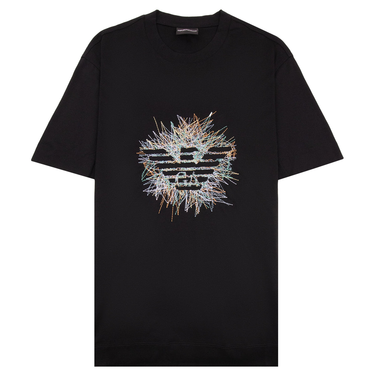 Emporio Armani Graphic Embroidered Logo T Shirt BLACK