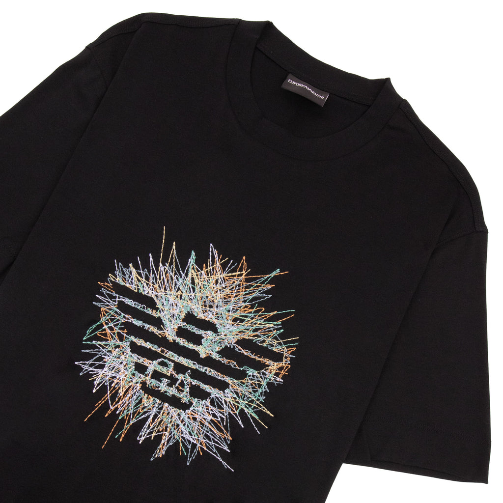 Emporio Armani Graphic Embroidered Logo T Shirt BLACK