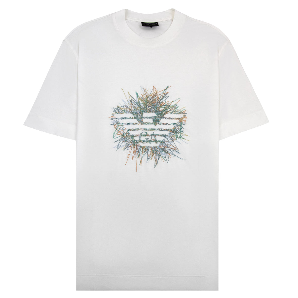 Emporio Armani Graphic Embroidered Logo T Shirt OFF WHITE
