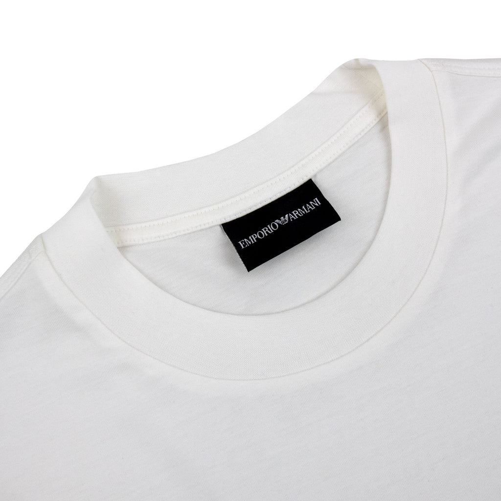 Emporio Armani Graphic Embroidered Logo T Shirt OFF WHITE