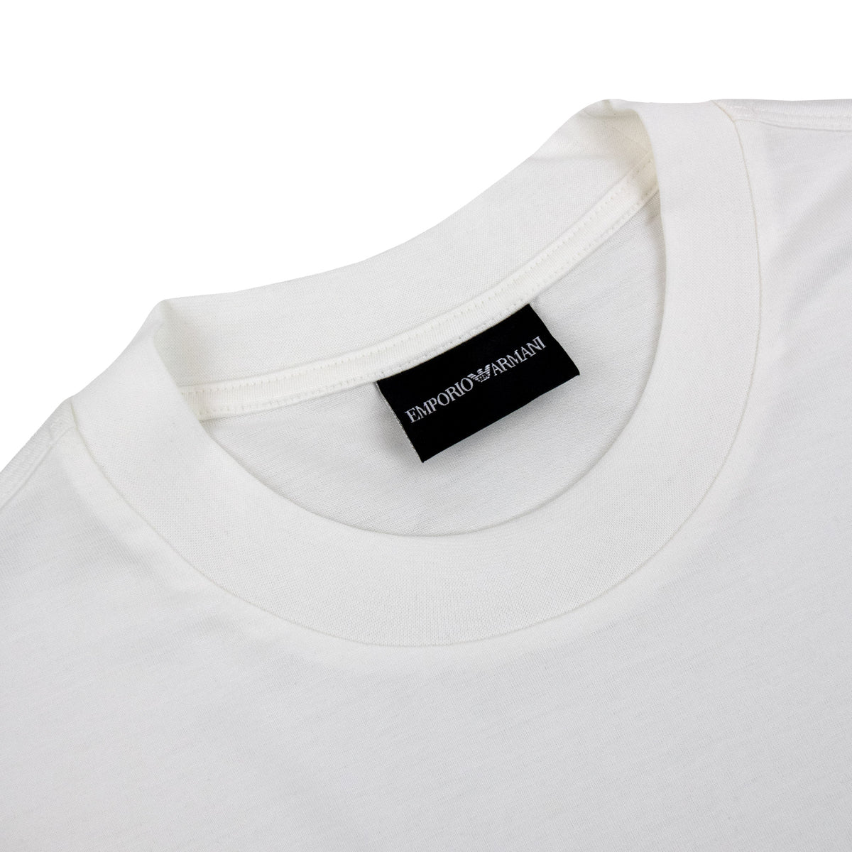 Emporio Armani Graphic Embroidered Logo T Shirt OFF WHITE