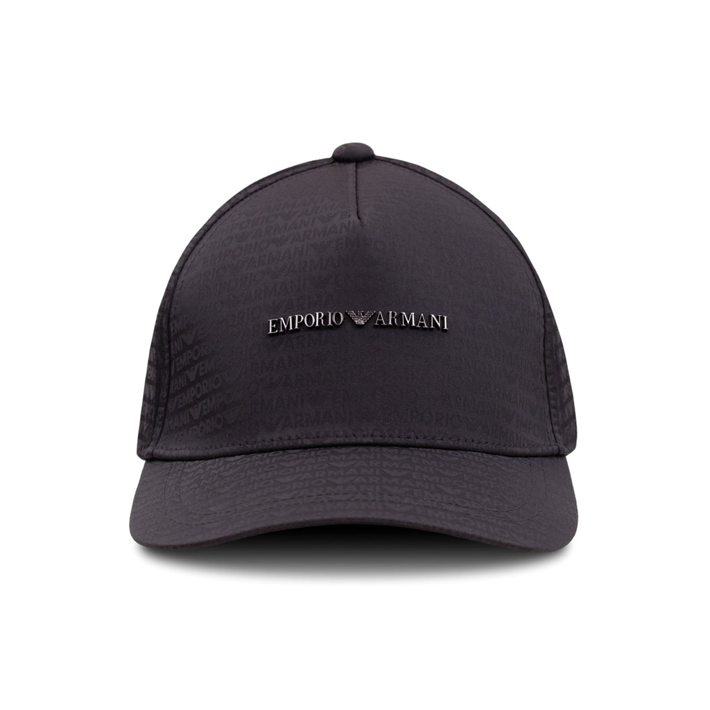Emporio Armani Jacquard Nylon Baseball Cap With Lettering Black