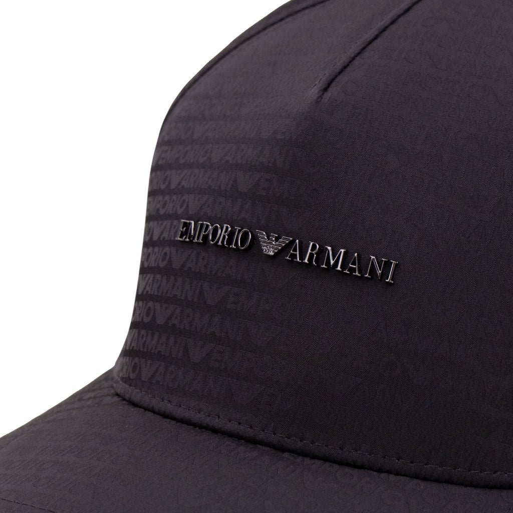 Emporio Armani Jacquard Nylon Baseball Cap With Lettering Black