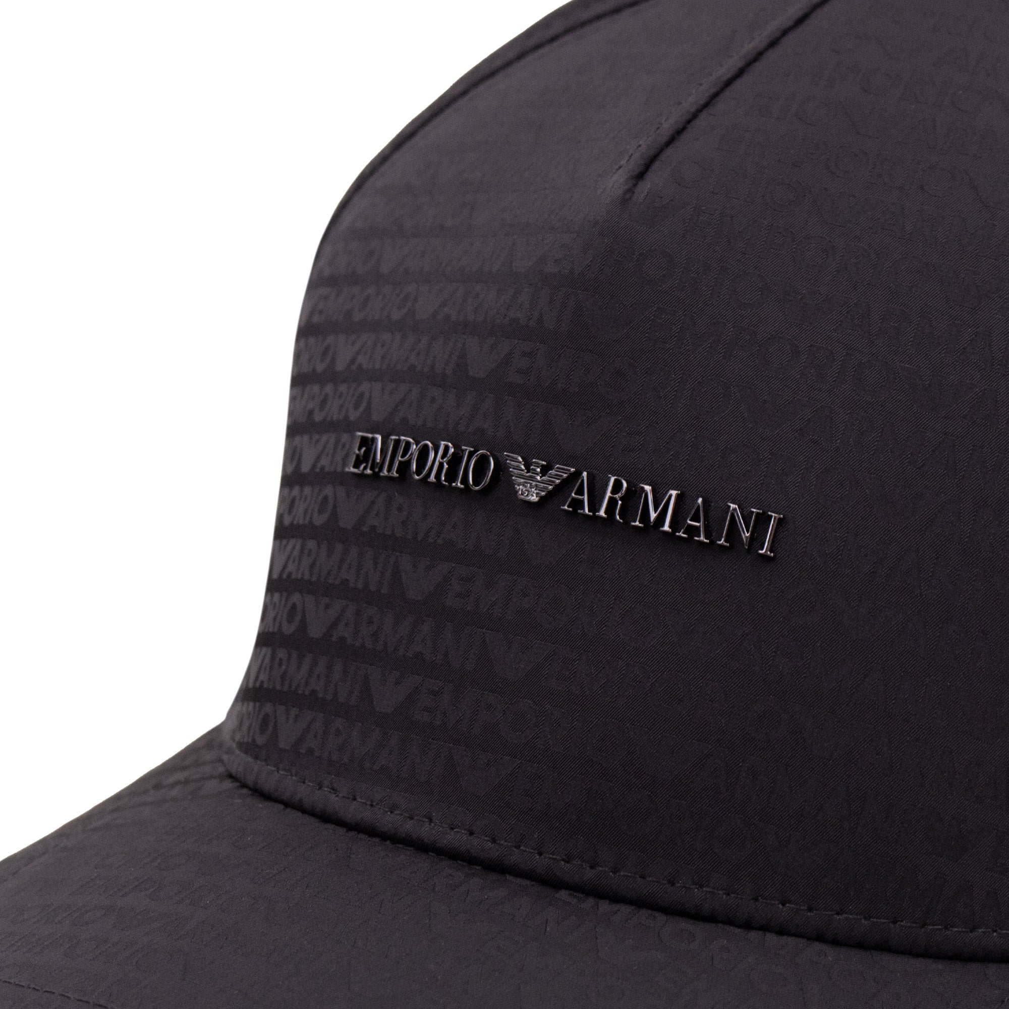 Emporio Armani Jacquard Nylon Baseball Cap With Lettering Black