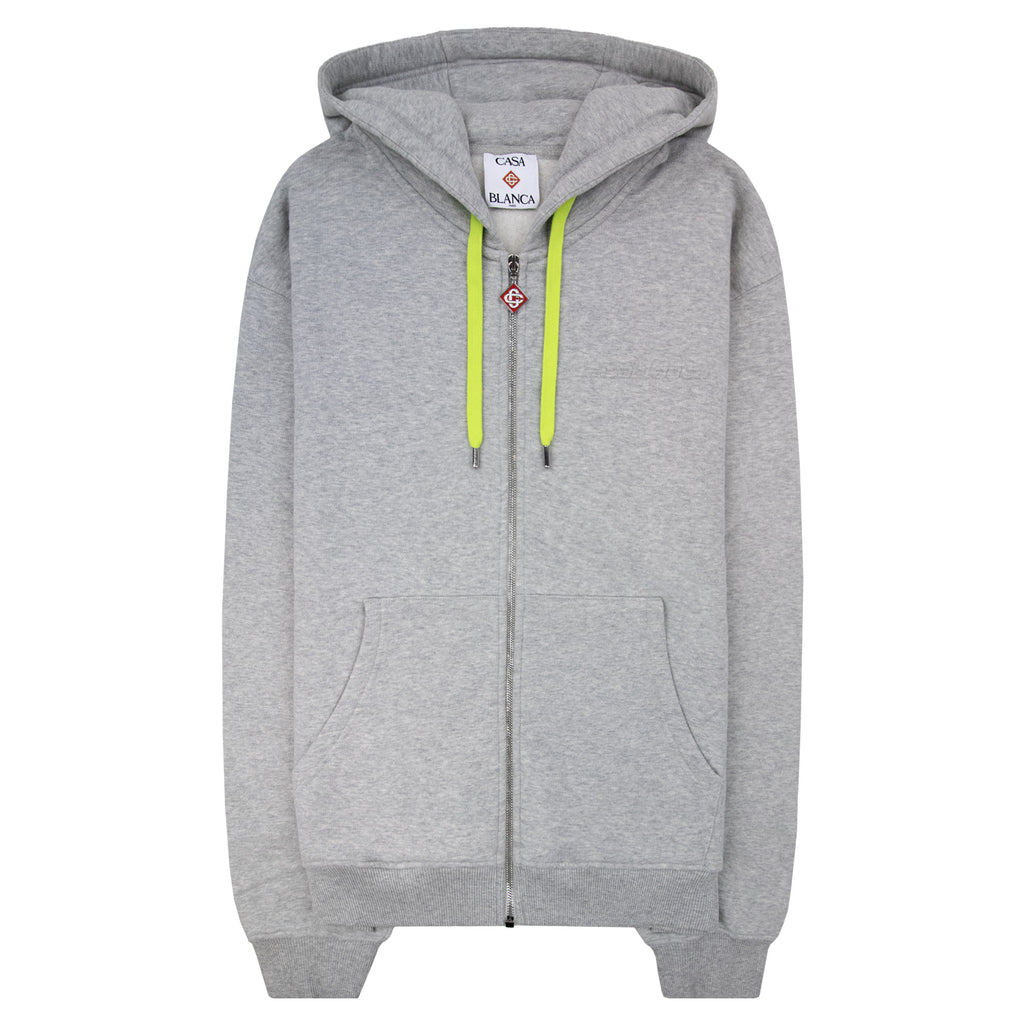 Casablanca Cashmere Blend Zip Hooded Sweatshirt Grey Marle