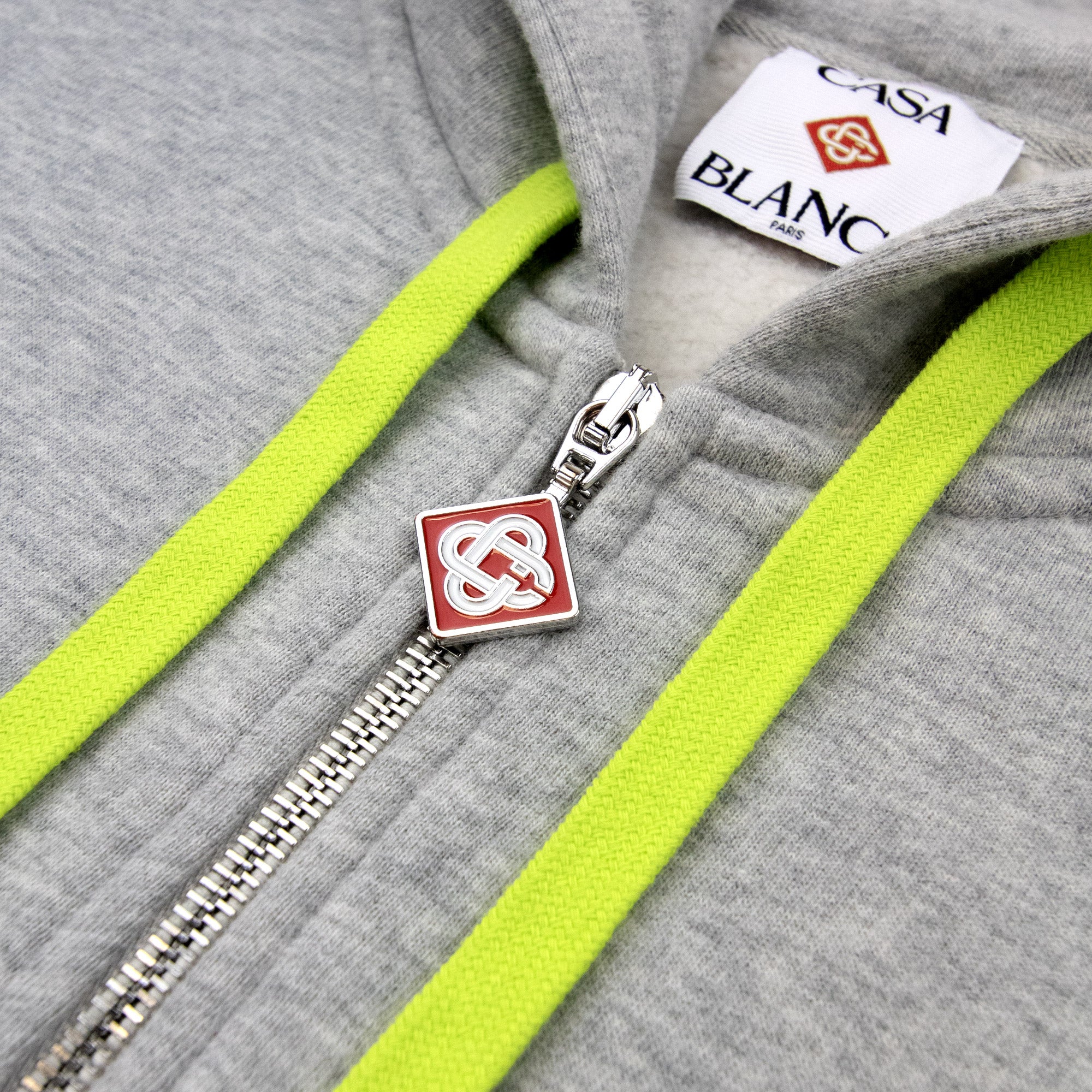 Casablanca Cashmere Blend Zip Hooded Sweatshirt Grey Marle