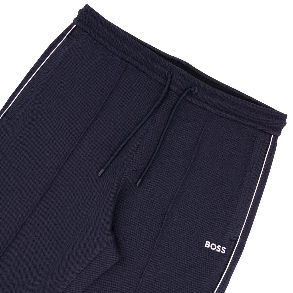 Hugo Boss Cotton Blend Tracksuit Bottoms With Piping Navy 403