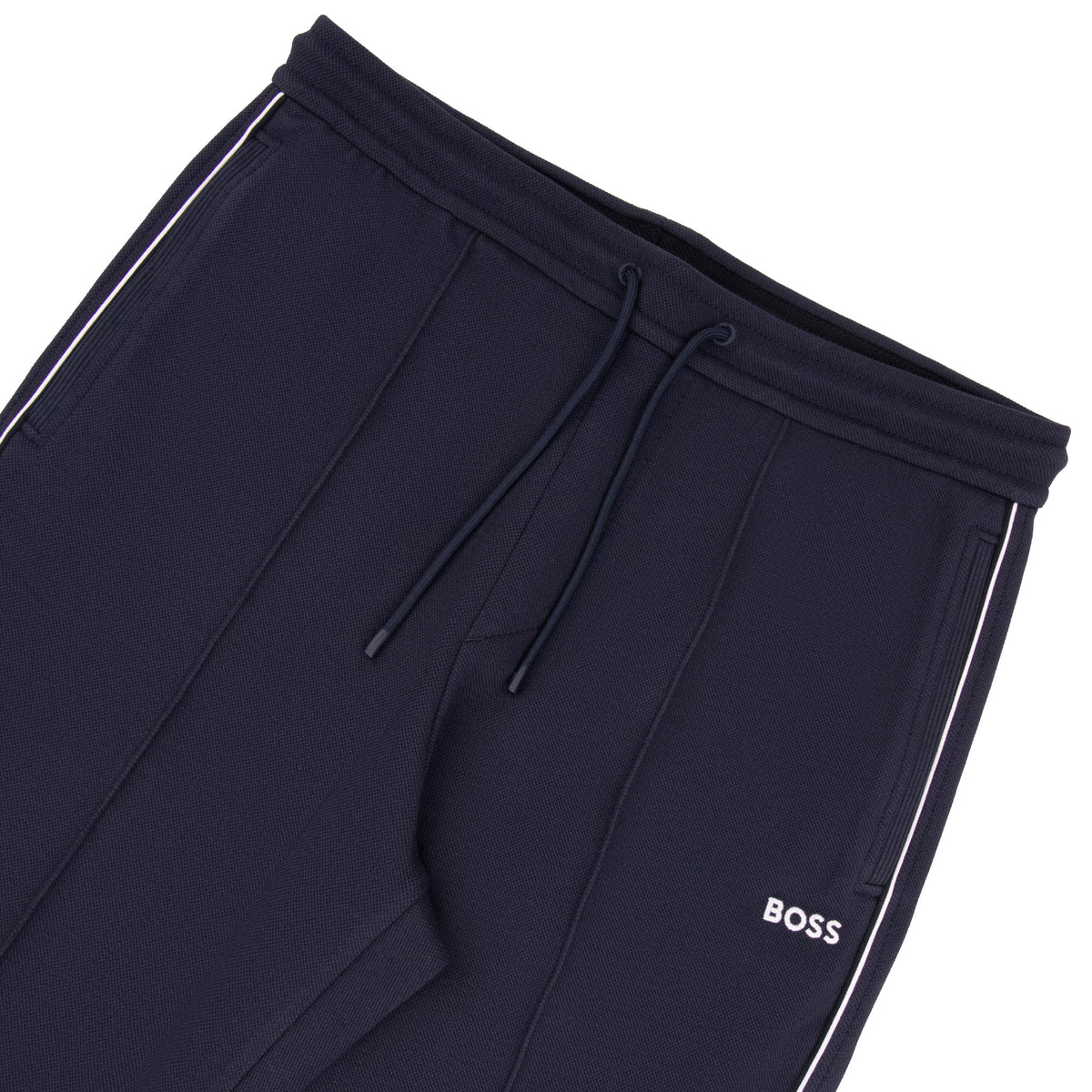 Hugo Boss Cotton Blend Tracksuit Bottoms With Piping Navy 403