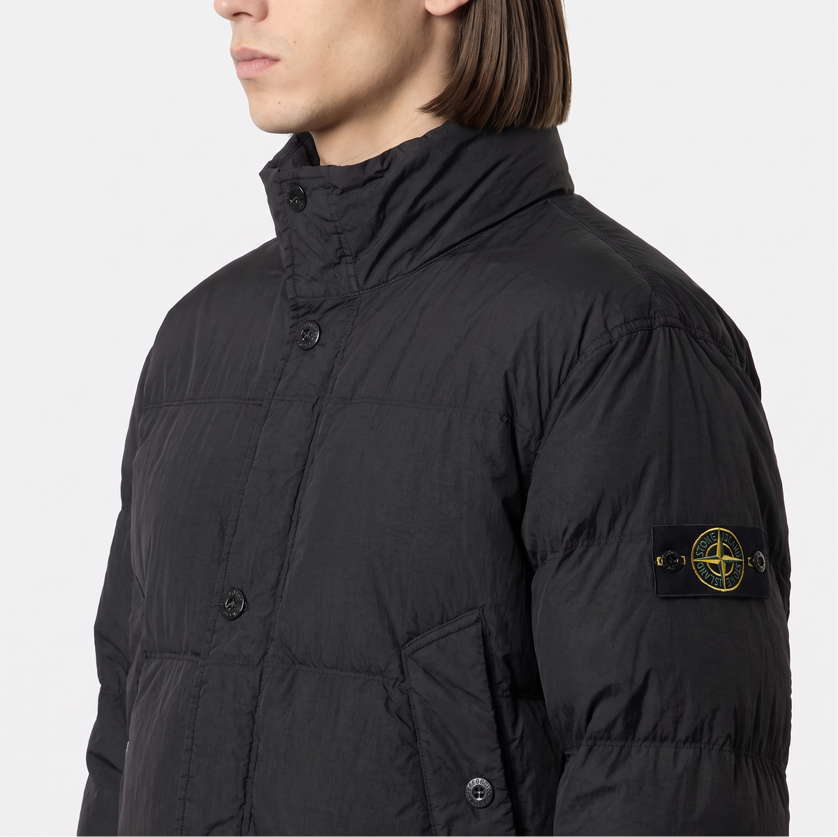 Stone Island 4100109 Anti-Drop Crinkle Reps Down Wind-Resistant Jacket BLACK V0029