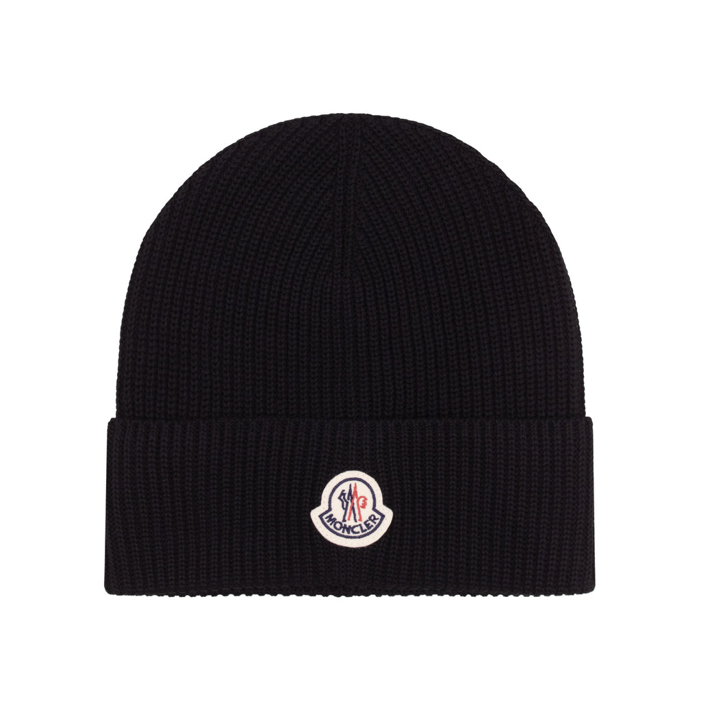 Moncler Logo Cotton Beanie Black 999