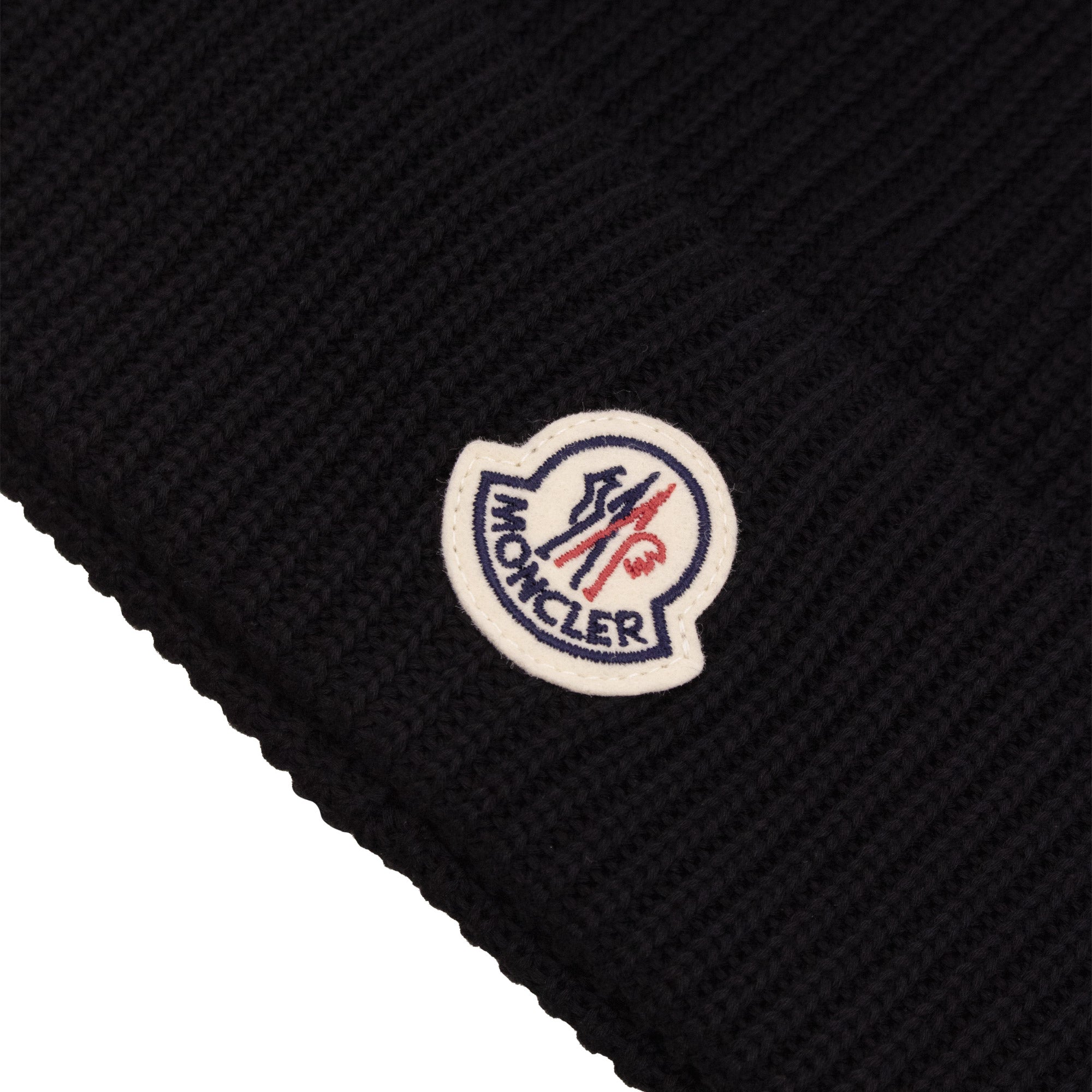 Moncler Logo Cotton Beanie Black 999